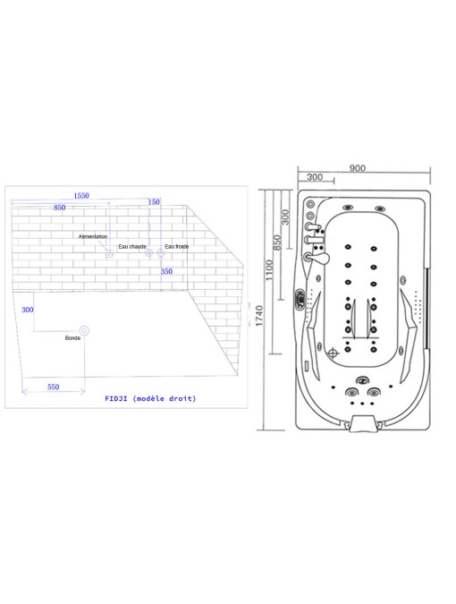 Plan implantation balnéo D-Fidji 30 jets