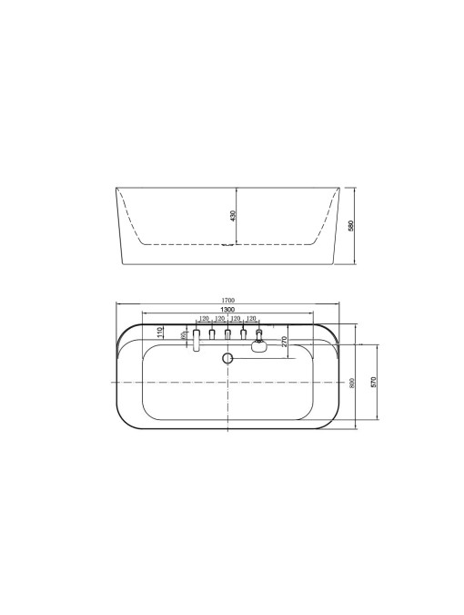 Plan Dimensions Baignoire îlot Gerone