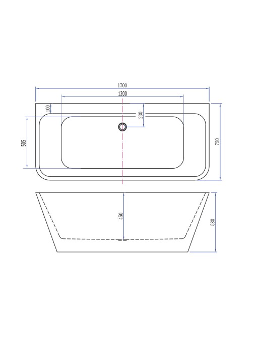 Plan Dimensions Baignoire îlot Garda