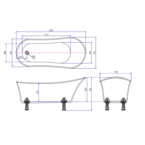 Baignoire îlot sur pieds Cesano Black