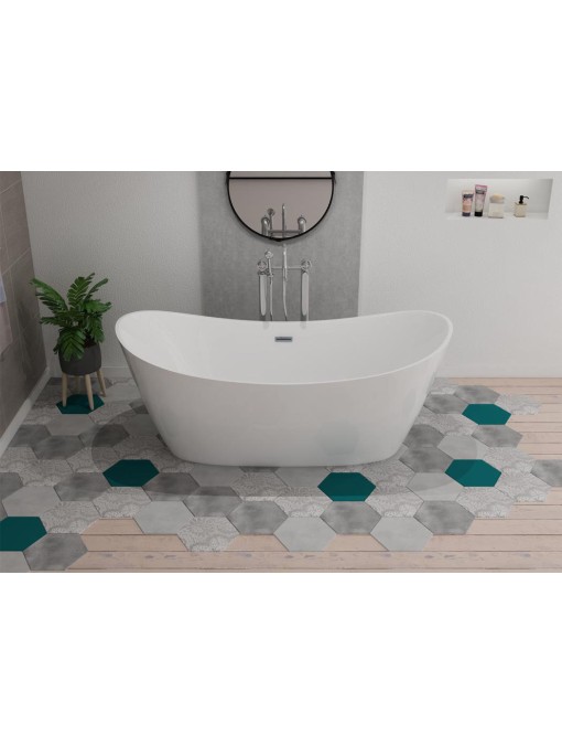 Baignoire îlot blanche avec trop plein Bolsena
