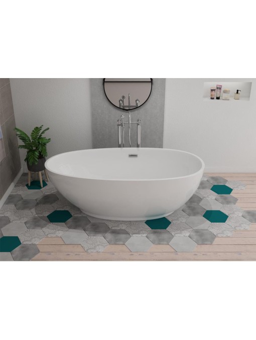 Baignoire îlot Sangro avec trop plein et bonde push&up