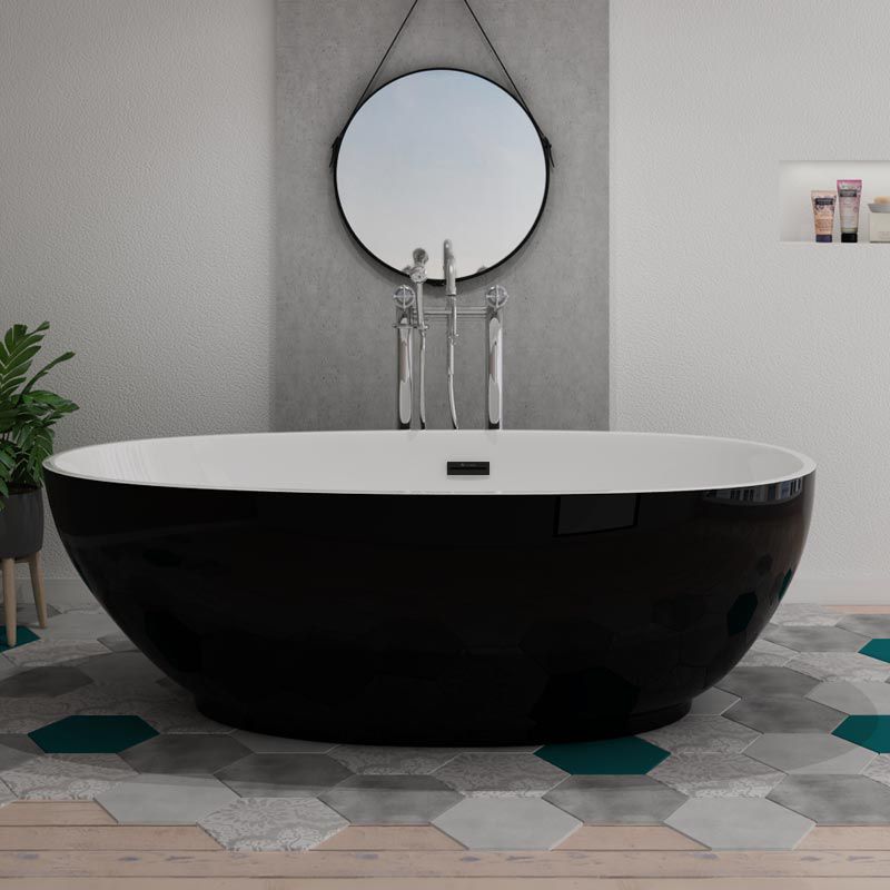 Baignoire rectangulaire sur pied Acrylique noir …