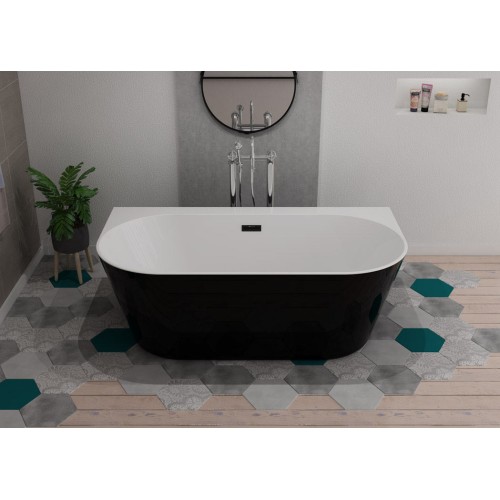 Baignoire îlot noire et blanche Lazzio Black