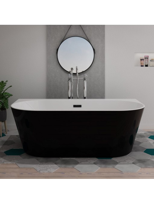 Baignoire îlot noire et blanche Lazzio Black