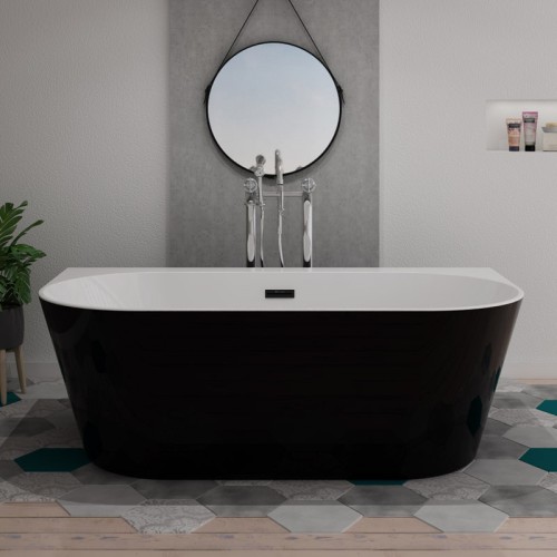 Baignoire îlot noire et blanche Lazzio Black