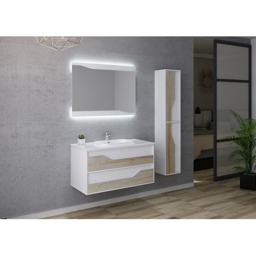 Meuble salle de bain 1 vasque URBINO 1000 Scandinave et Blanc