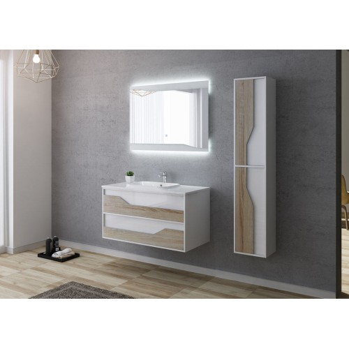 Meuble salle de bain 1 vasque URBINO 1000 Scandinave et Blanc