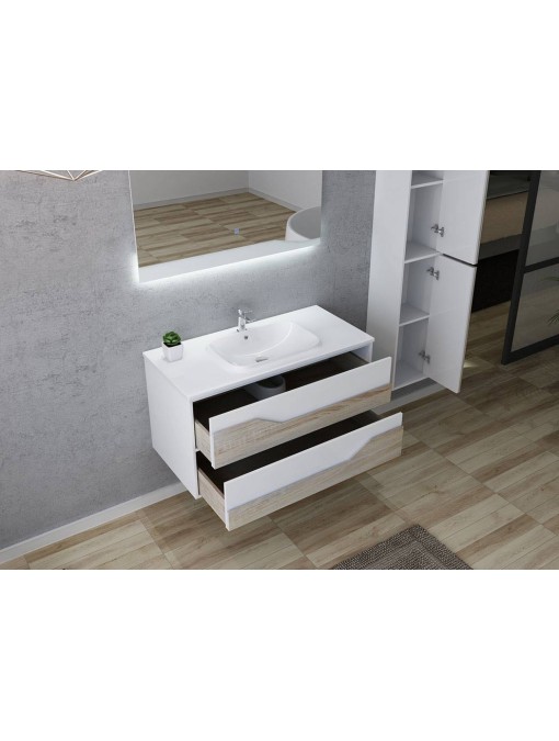 Vue intérieure meuble URBINO 1000 Scandinave et Blanc