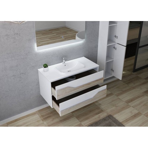 Meuble salle de bain 1 vasque URBINO 1000 Scandinave et Blanc