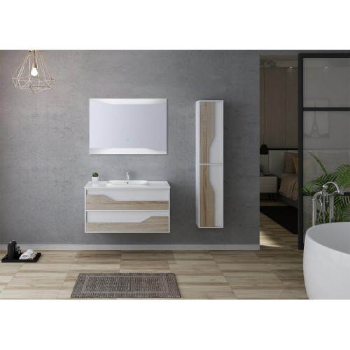 Meuble salle de bain 1 vasque URBINO 1000 Scandinave et Blanc
