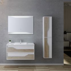 Meuble salle de bain 1 vasque URBINO 1000 Scandinave et Blanc