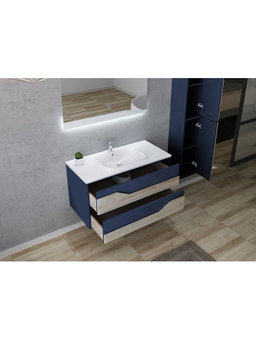 Meuble de salle de bain simple vasque URBINO 1000 SC-BS avec vasque en résine minérale