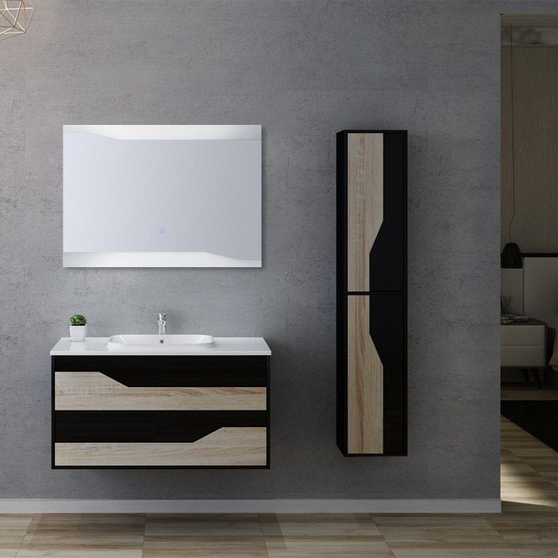 Ensemble meubles de salle de bain : vasque, meuble de rangement, grand  miroir LED - AD BATH