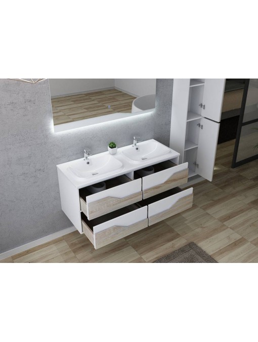 Vue intérieur de URBINO 1200 Scandinave et Blanc 2 vasques