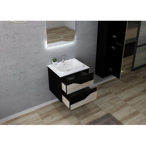 Meuble de salle de bain simple vasque URBINO 600 Scandinave et Noir