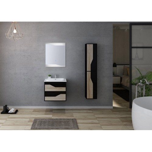 Meuble de salle de bain simple vasque URBINO 600 Scandinave et Noir
