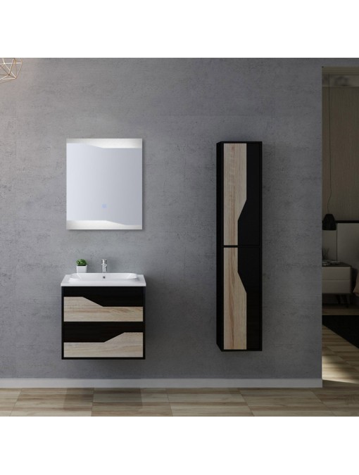 Meuble de salle de bain simple vasque URBINO 600 Scandinave et Noir