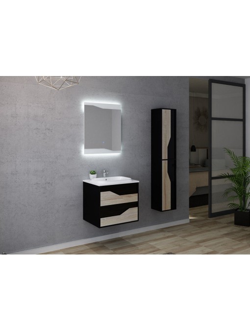 Meuble de salle de bain simple vasque URBINO 600 Scandinave et Noir