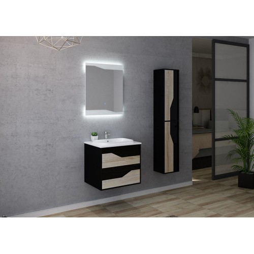 Meuble de salle de bain simple vasque URBINO 600 Scandinave et Noir