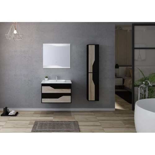 Meuble de salle de bain simple vasque URBINO 800 Scandinave et Noir
