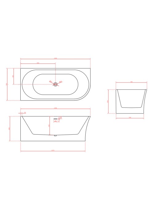 Plan dimensions Baignoire îlot G-Sicilia Black