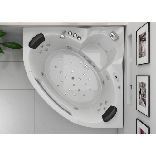 Baignoire d'angle massante 2 places avec hublot
