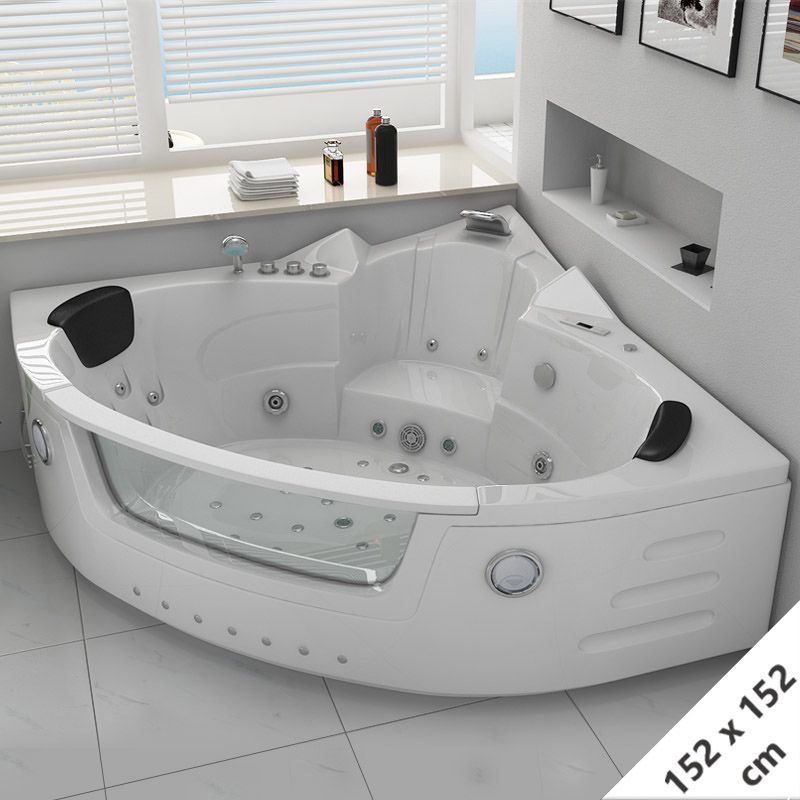 Baignoire d'angle massante 2 places avec hublot