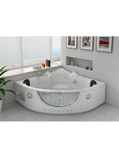 Baignoire d'angle massante 2 places avec hublot