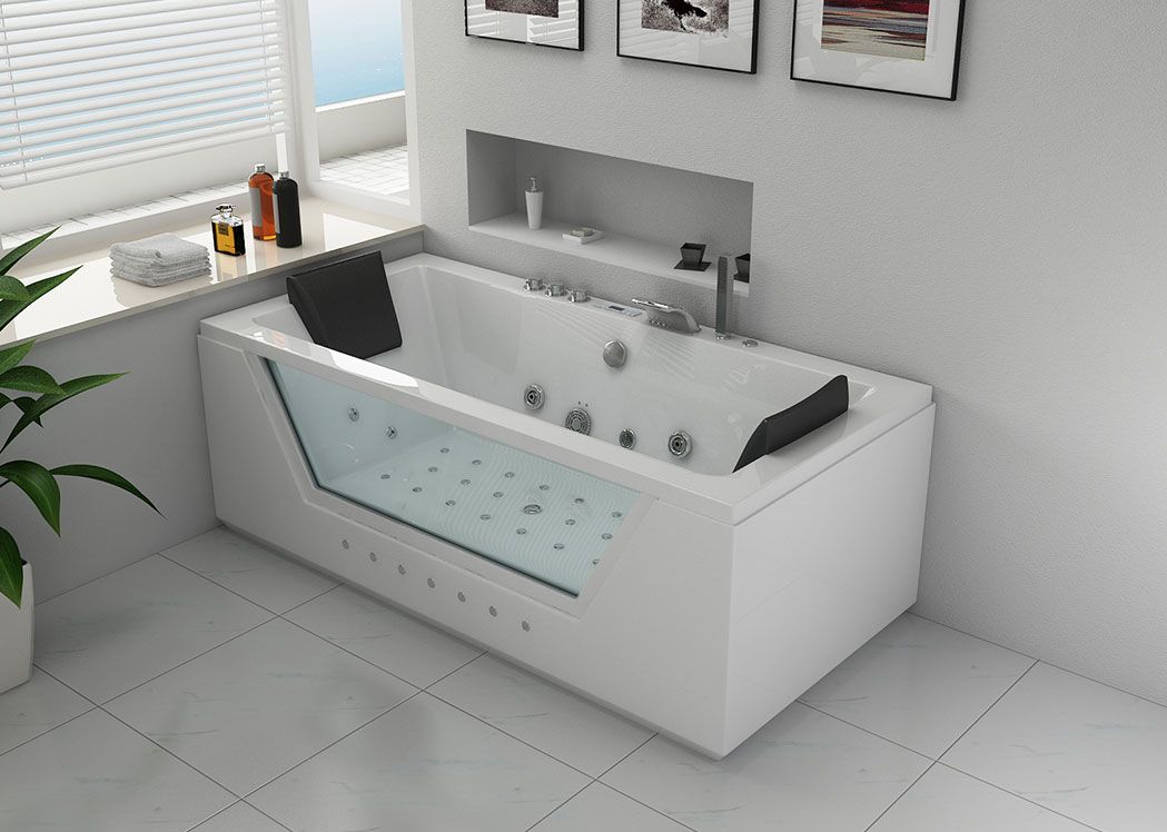 Baignoire balnéo Jacuzzi® Soho panneau frontal+latéral 170x70 dossier à  droite - Iperceramica