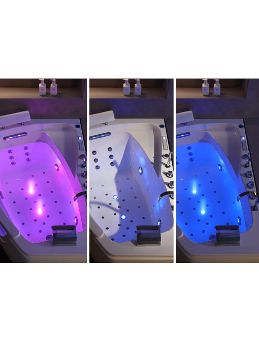 Baignoire avec cascade cervicale éclairée par LED