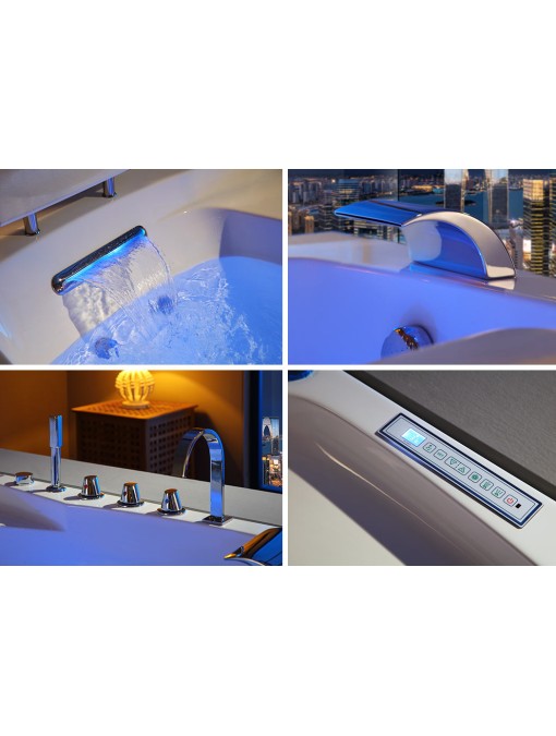 Baignoire balneo avec panneau de contrôle tactile et port USB
