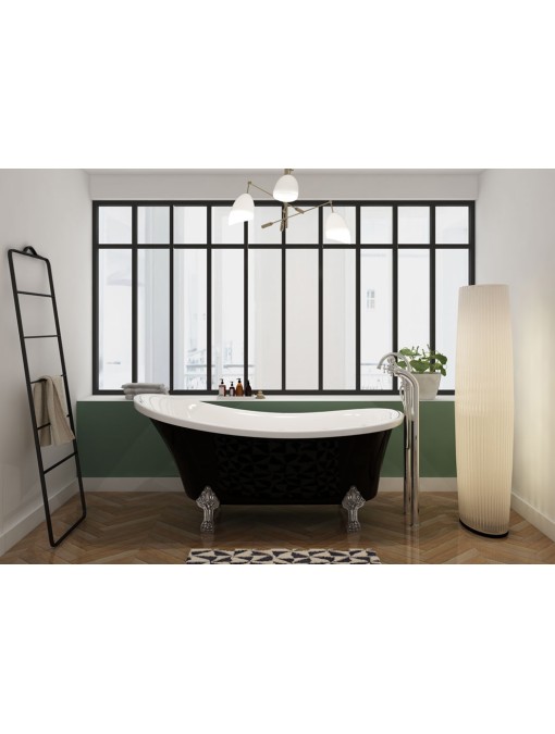 Baignoire îlot noire et blanche Cesano Black