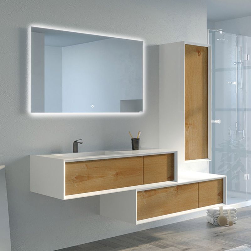 Meuble de salle de bain Avigliano 1200 Bois naturel et blanc