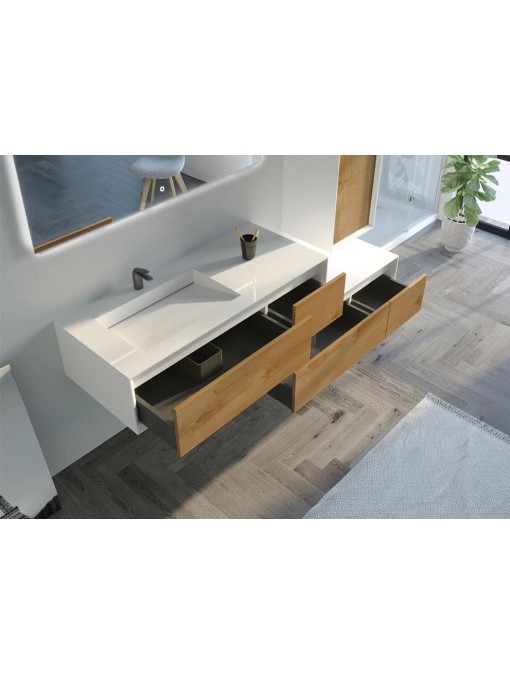 Rangements Meuble de salle de bain Avigliano 1200 Bois naturel et blanc