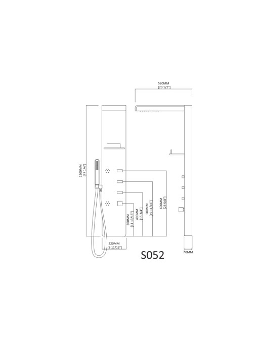 Plan colonne d'hydromassage S052