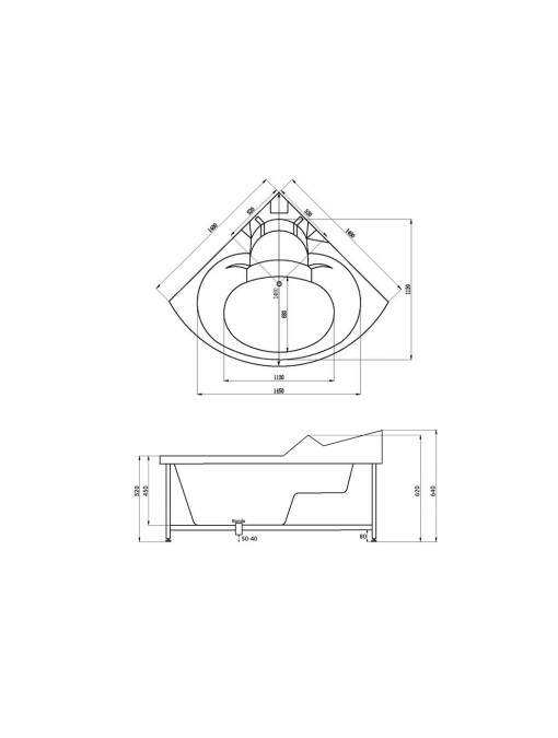 Plan Dimensions Baignoire d'angle So Chic