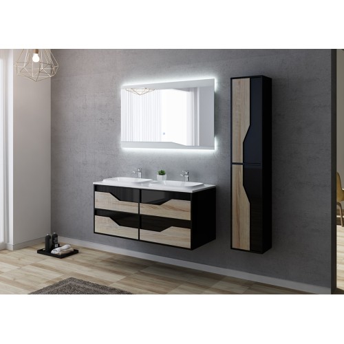 Meuble de salle de bain URBINO 1200 Scandinave et Noir