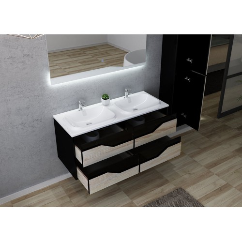 Meuble de salle de bain URBINO 1200 Scandinave et Noir