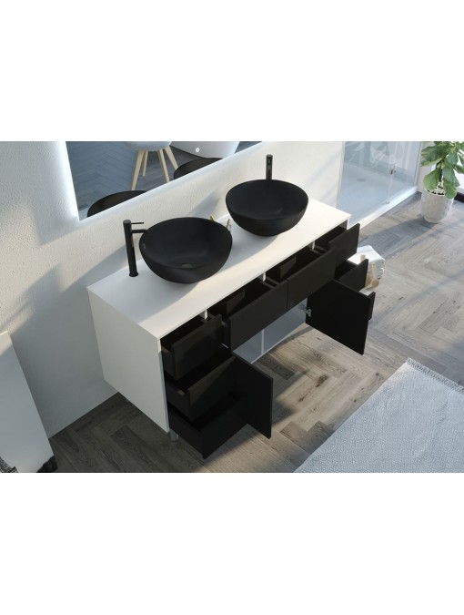 Détails rangements VERZINO Blanc mat et Noir mat