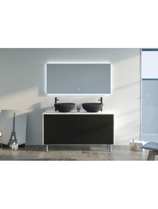 Ensemble de salle de bain VERZINO Blanc mat et Noir mat