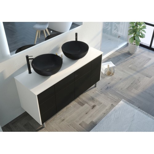 Meuble de salle de bain VERZINO Blanc mat et Noir mat