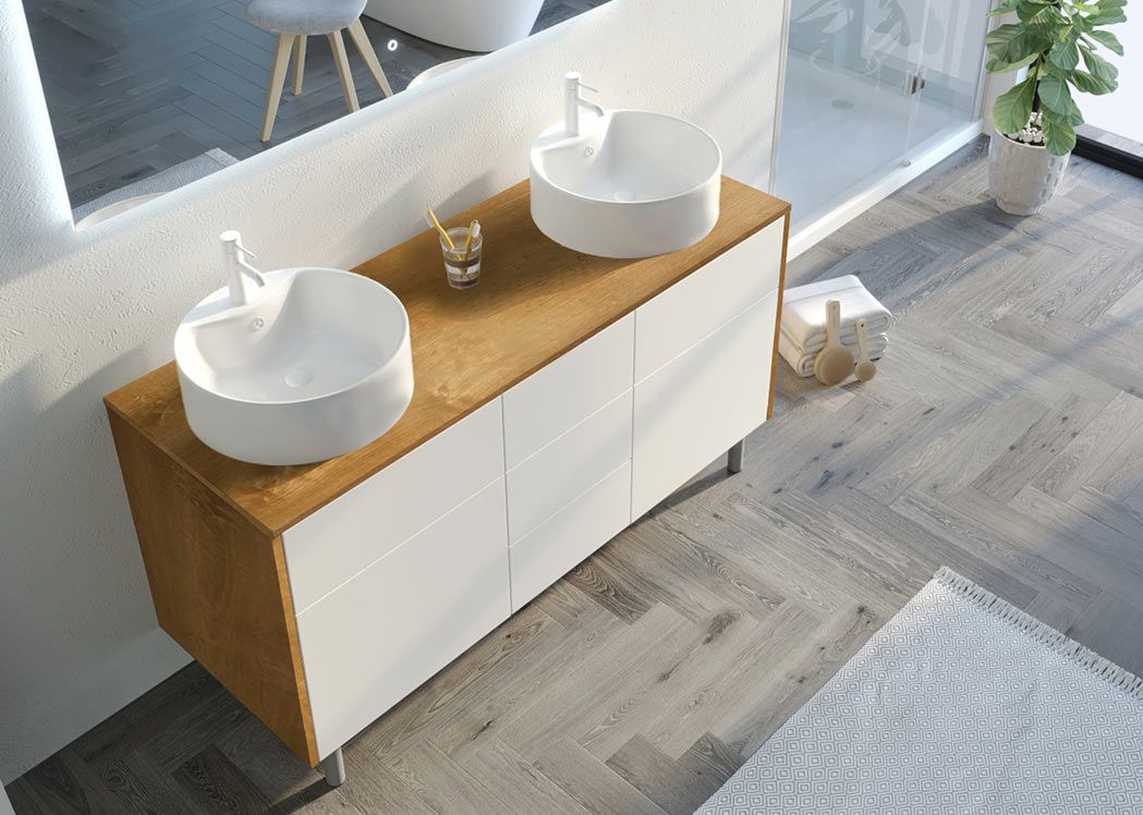 Meuble double vasque avec pied VENEZIA_BN-B, meuble de salle de bain 2