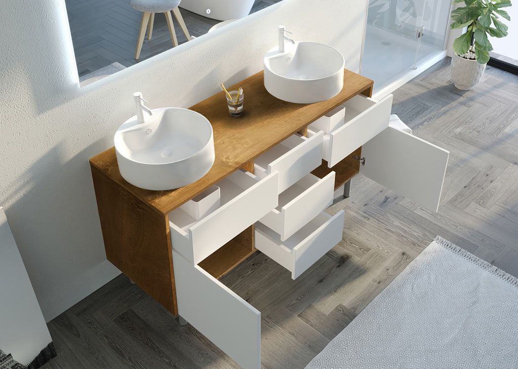 Meuble double vasque avec pied VENEZIA_BN-B, meuble de salle de bain 2