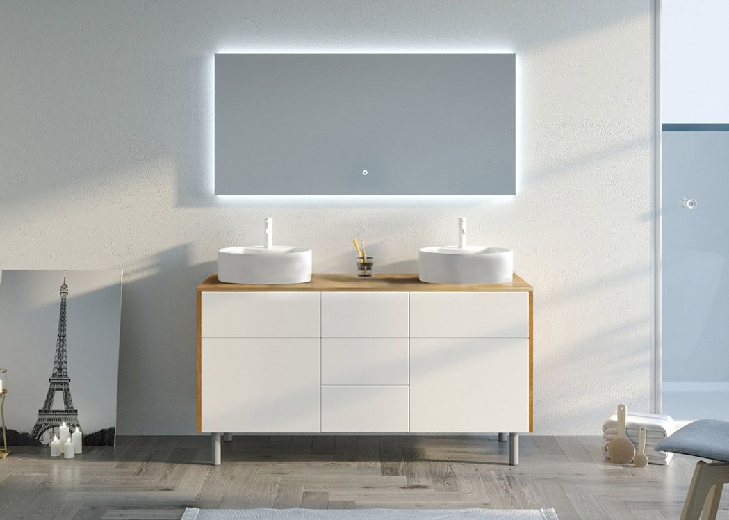 Meuble double vasque avec pied VENEZIA_BN-B, meuble de salle de bain 2