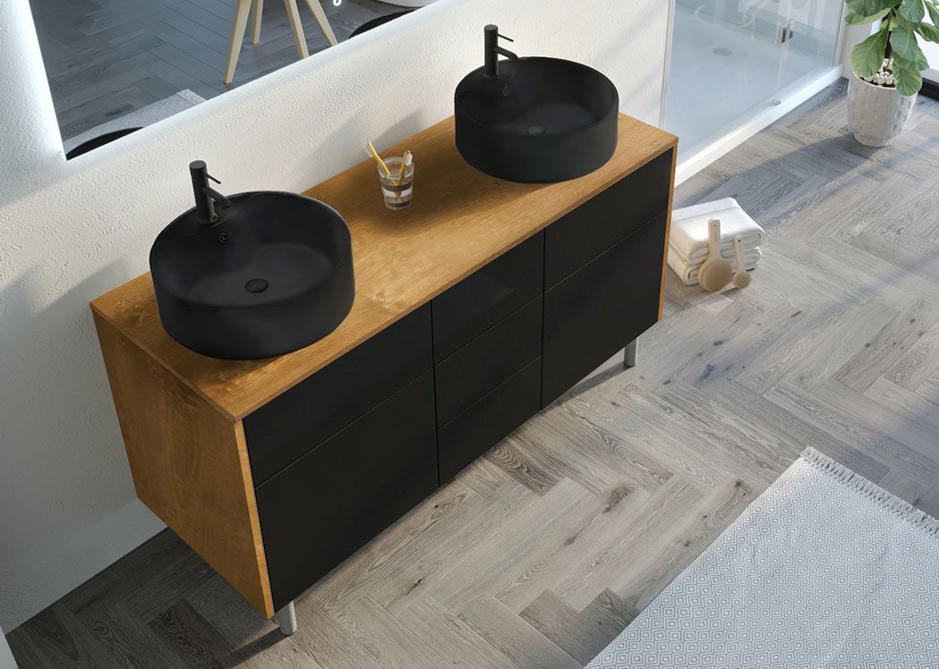 Meuble double vasque avec pied VENEZIA_BN-N, meuble de salle de bain 2