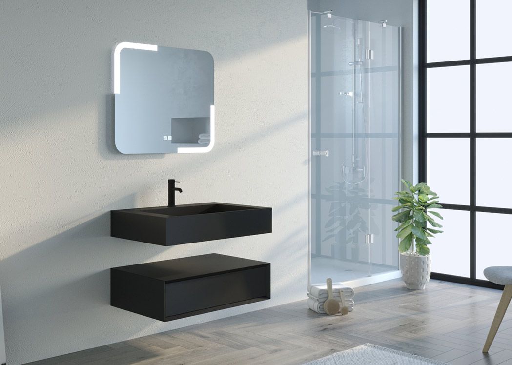 Meuble de salle de bain simple vasque 80 cm, meuble de salle de bain 80