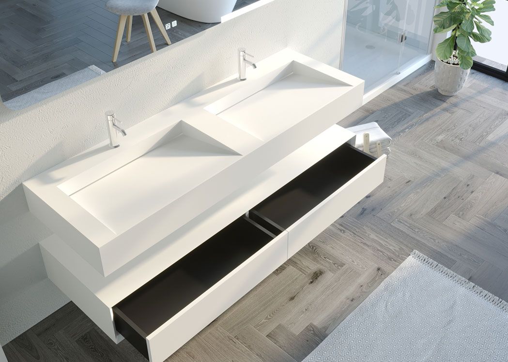 Meuble double vasque 160 cm, meuble lavabo 160 cm, meuble sous vasque