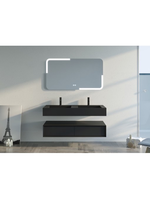 Meuble de salle de bain FLORENTINO 120cm Noir mat