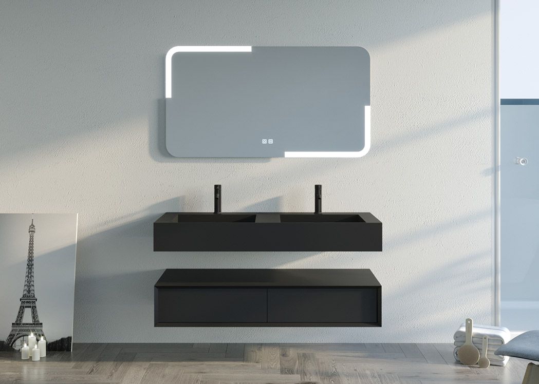 Armoire Salle De Bain Murale 120 Cm - 4 Tiroirs Fermeture Douce - Blanc Brillant - Pour Lavabo à Poser - 120,5 X 40 X 55,1 Cm